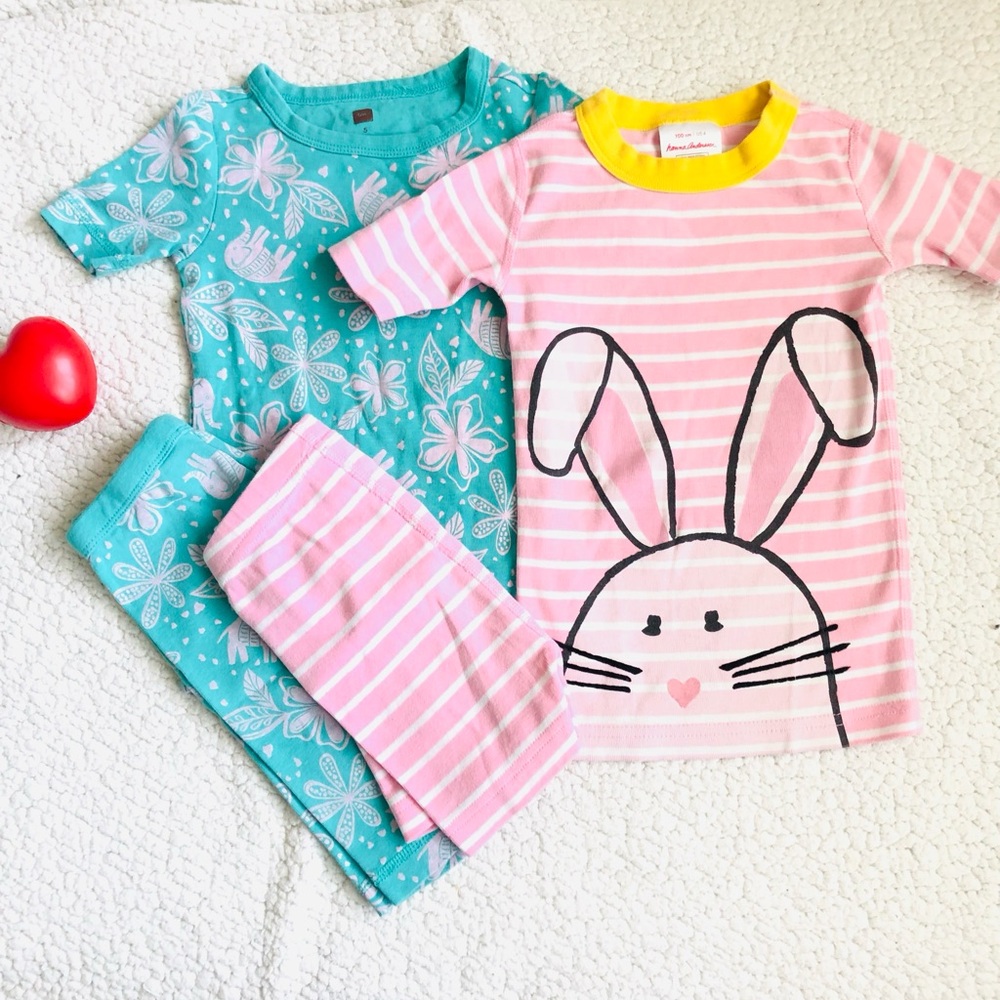 Hanna Andersson Pink and Tea Collection Green Pajama Sets bundle